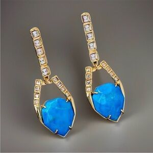 Alexis Bittar Blue and Gold Geometric Earrings